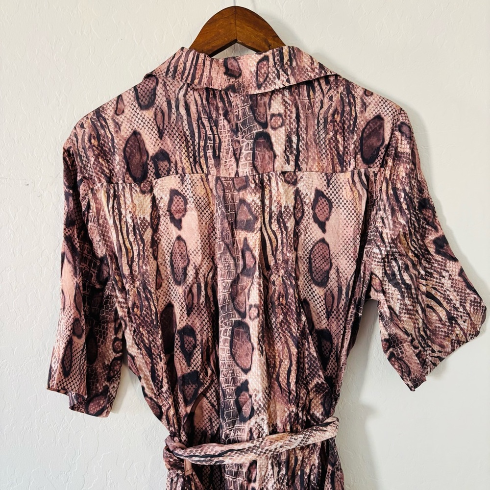 Reiss Women’s Farah Snake Print Belted Midi Dress Size‎ 6 NWT Brown Tan - Picture 14 of 14